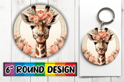 Radiant Circle Sublimation Keychains, Giraffe Product Image 1