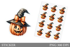 Cute Pumpkin Sticker Template. Cute Halloween Sticker Design Product Image 1