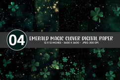 Emerald Magic Clover Digital Paper Product Image 1