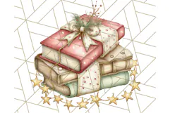 Christmas Book Clipart, Festive Reading PNG Illustrations Product Image 5