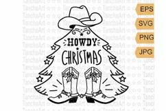 Cowboy Christmas svg, png Howdy Christmas printable file cut Product Image 1