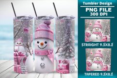 Pink Christmas snowman 20oz tumbler wrap design Product Image 1