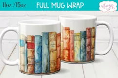 Bookshelf mug wrap PNG for Sublimation | Book lover mug png Product Image 3