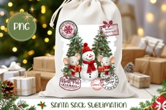 Cartoon Christmas Animals Santa Sack Print, Snowman Gift Bag Product Image 1