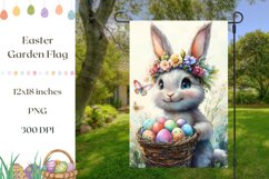 Welcome Garden Flag PNG, Easter Bunny Garden Flag Template Product Image 1