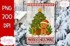 Merry Christmas garden flag PNG, Gingerbread man PNG design Product Image 1