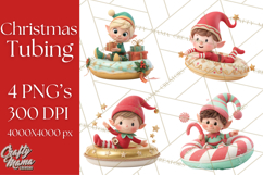 Christmas Characters Snow Tubing PNG Product Image 1