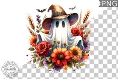 Halloween Ghost And Flowers Sublimation - Halloween Clipart Product Image 1
