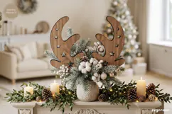 Reindeer Antler Plant Stake Laser Cut | Herb Label | SVG Product Image 1
