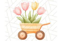 Pastel Watercolor Spring Clipart, Cheerful Floral Png Design Product Image 5