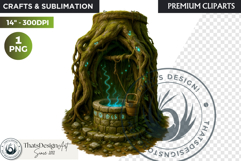 Fantasy clipart Magical Forest Village PNG for scrapbooking Product Image 1