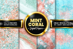 Mint Coral Digital Papers - 04 variations Product Image 1