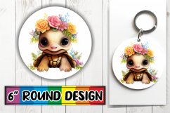 Round Boho Flora &amp; Fauna Sublimation Keychain Product Image 1