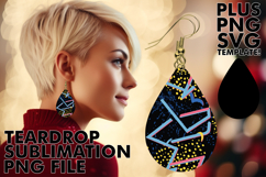 Trendy Teardrop Earrings PNG, Funky Pattern Product Image 1