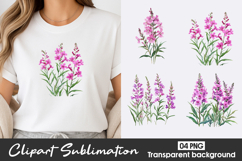 Pink Lavender Floral Clipart PNG Product Image 1