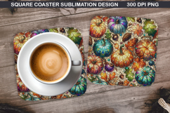 Pumpkin Coaster Sublimation, Halloween Coaster PNG Design Product Image 1