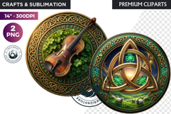 Saint Patrick Clipart Celtic Irish PNG round coaster Product Image 1