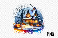 Cozy Halloween Cottage Sublimation - Cozy Cottage Landscape Product Image 1