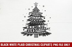 Black White Plaid Christmas clipart PNG Product Image 1