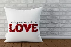 Valentine sayings All you need is love, rose petals font PNG Product Image 3