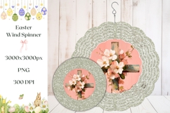 Floral Wooden Cross Wind Spinner, Glitter Wind Spinner PNG Product Image 1