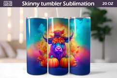 Fall Highland Cow Tumbler Wrap | Pumpkin Cow Tumbler Product Image 1