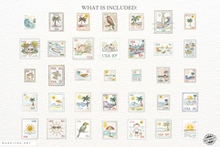 Hand-Drawn Summer Postage Stamps Clipart Product Image 4