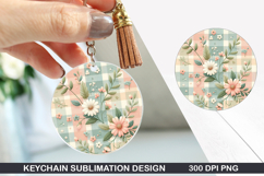 Flower Keychain Sublimation - Spring Keychain PNG Design Product Image 1