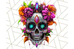 Bright Sugar Skull PNG Clipart, Halloween Colorful Skull Png Product Image 5