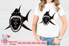 Shark svg silhouette, Files for Cricut, Shark Angry Tee Product Image 2