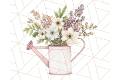 Watering Can Flowers PNG, Rustic Floral Watercolor Clipart Product Image 2
