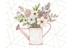 Watering Can Flowers PNG, Rustic Floral Watercolor Clipart Product Image 2