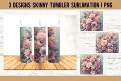 20 oz Tumbler Wrap 3D Flowers Sublimation Design PNG Product Image 1