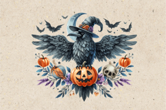 Watercolor Halloween Raven. PNG sublimation BUNDLE Product Image 16