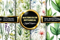 Watercolor Botanical Digital Papers - 04 Variations Product Image 1