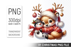 Watercolor Cute Christmas Reindeer Clipart PNG Bundle Product Image 14
