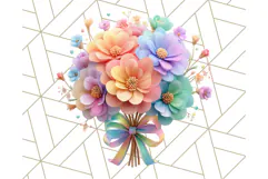 Pastel Flower Bouquet PNG Clipart, Elegant Floral Art Product Image 5