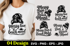 Messy Bun Beach Mood SVG PNG Product Image 1