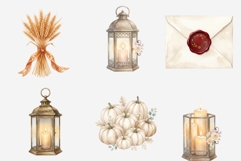 Autumn Wedding Clipart PNG Bundle | Watercolor Fall Wedding Product Image 9
