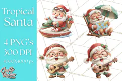 Tropical Santa Clipart Beach Christmas Clip Art Holiday PNG Product Image 1