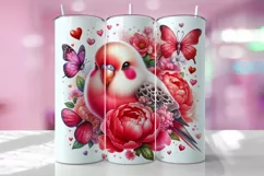 Valentine's Day Love Bird Tumbler Wrap Sublimation Design Product Image 1