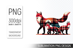Cute Christmas Fox , Animal Sublimation Clipart PNG Product Image 1
