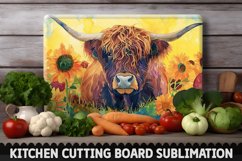 Highland Cow With Sunflowers Cutting Board Product Image 1