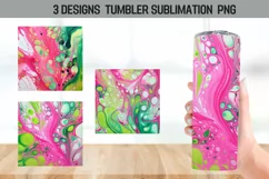 Pink & Green Alcohol Ink Tumbler Wrap Sublimation Designs Product Image 1
