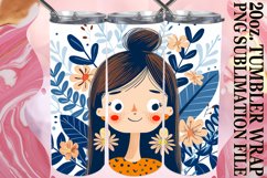 Floral Beauty Portrait Tumbler Wrap Sublimation 20oz Product Image 1