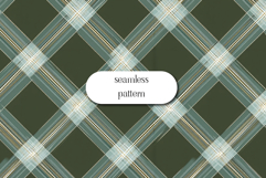 Olive Green and Cream Seamless Diagonal Check Pattern Product Image 1