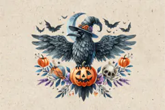 Watercolor Halloween Raven. PNG sublimation Product Image 2