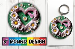 Whimsical Circle Keychain Design, 3D Heart Product Image 1
