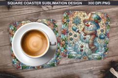 Snowman Coaster Sublimation, Christmas Coaster PNG Design Product Image 1