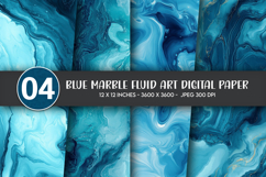 Blue Marble Fluid Art Digital Paper Product Image 1